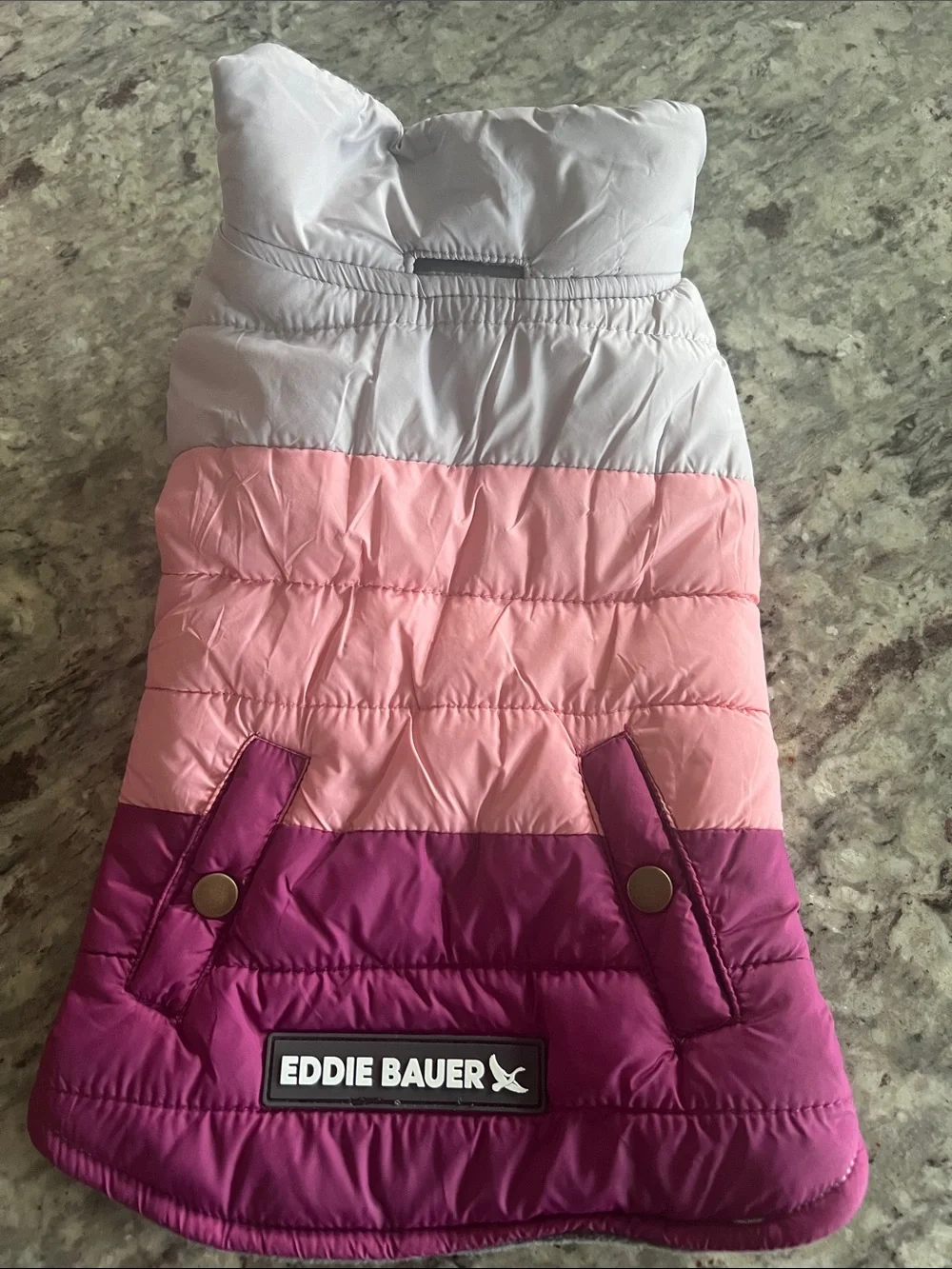 Eddie Bauer dog Pink Magenta Ombre Puffer Pajama Jacket